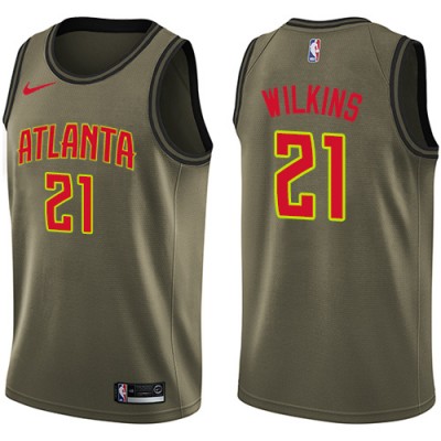 Nike Atlanta Hawks #21 Dominique Wilkins Green Salute to Service Youth NBA Swingman Jersey